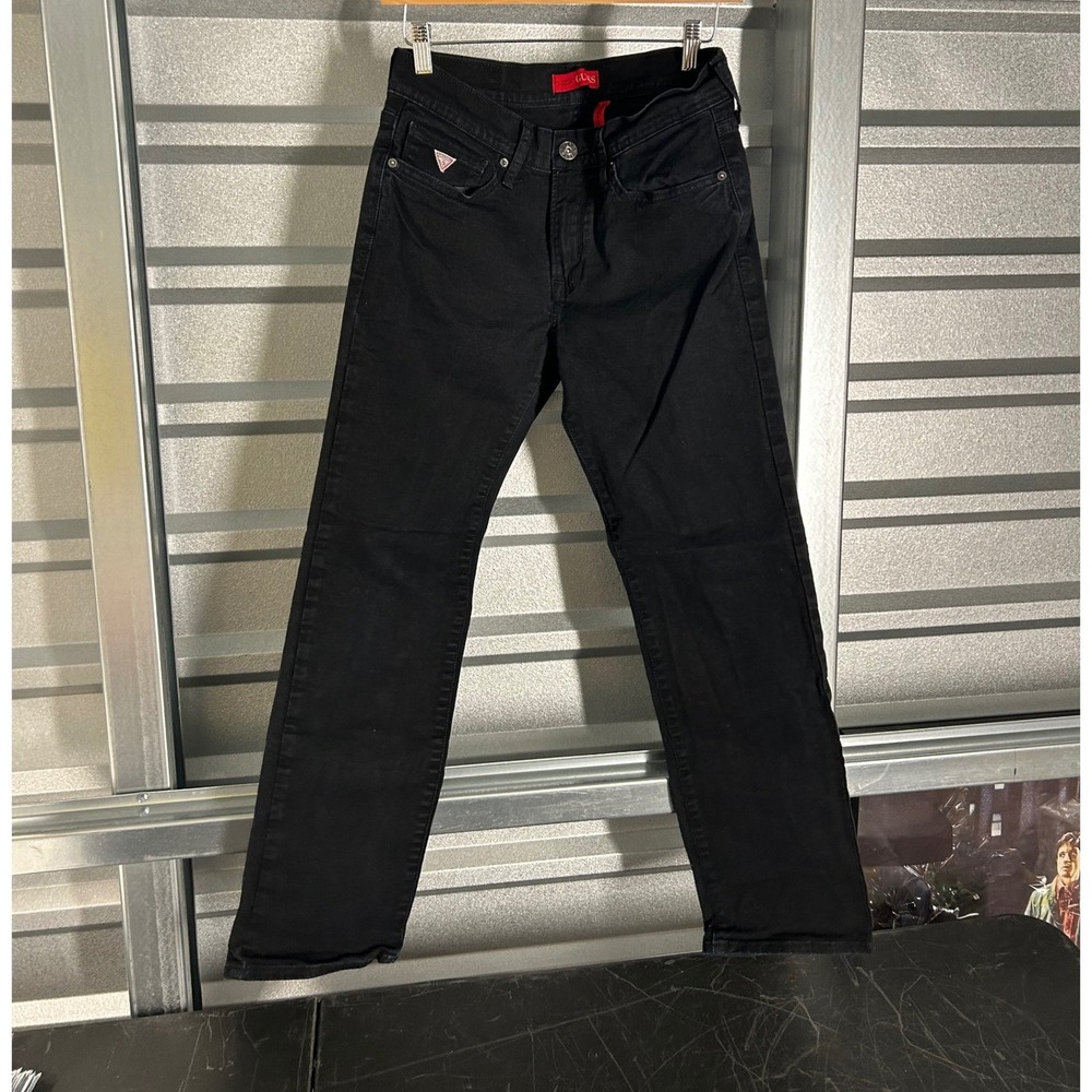 Guess Lincoln Slim Straight Jeans Mens 31x30 Black Denim Stretch Streetwear
